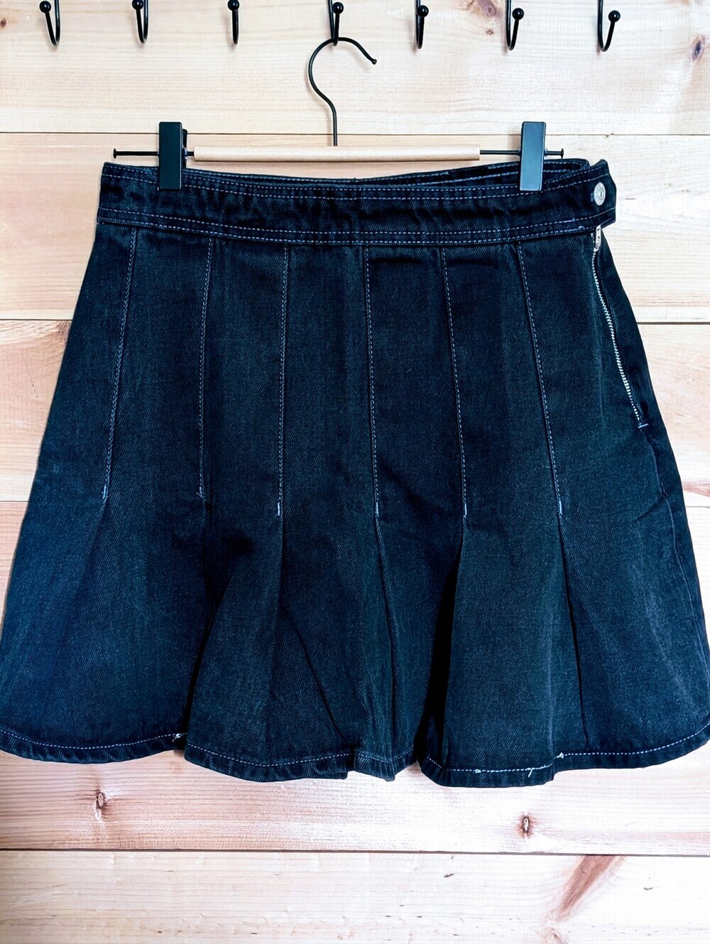 We The Free By Free People Black Denim Pleated Mini Skirt..nwot *29